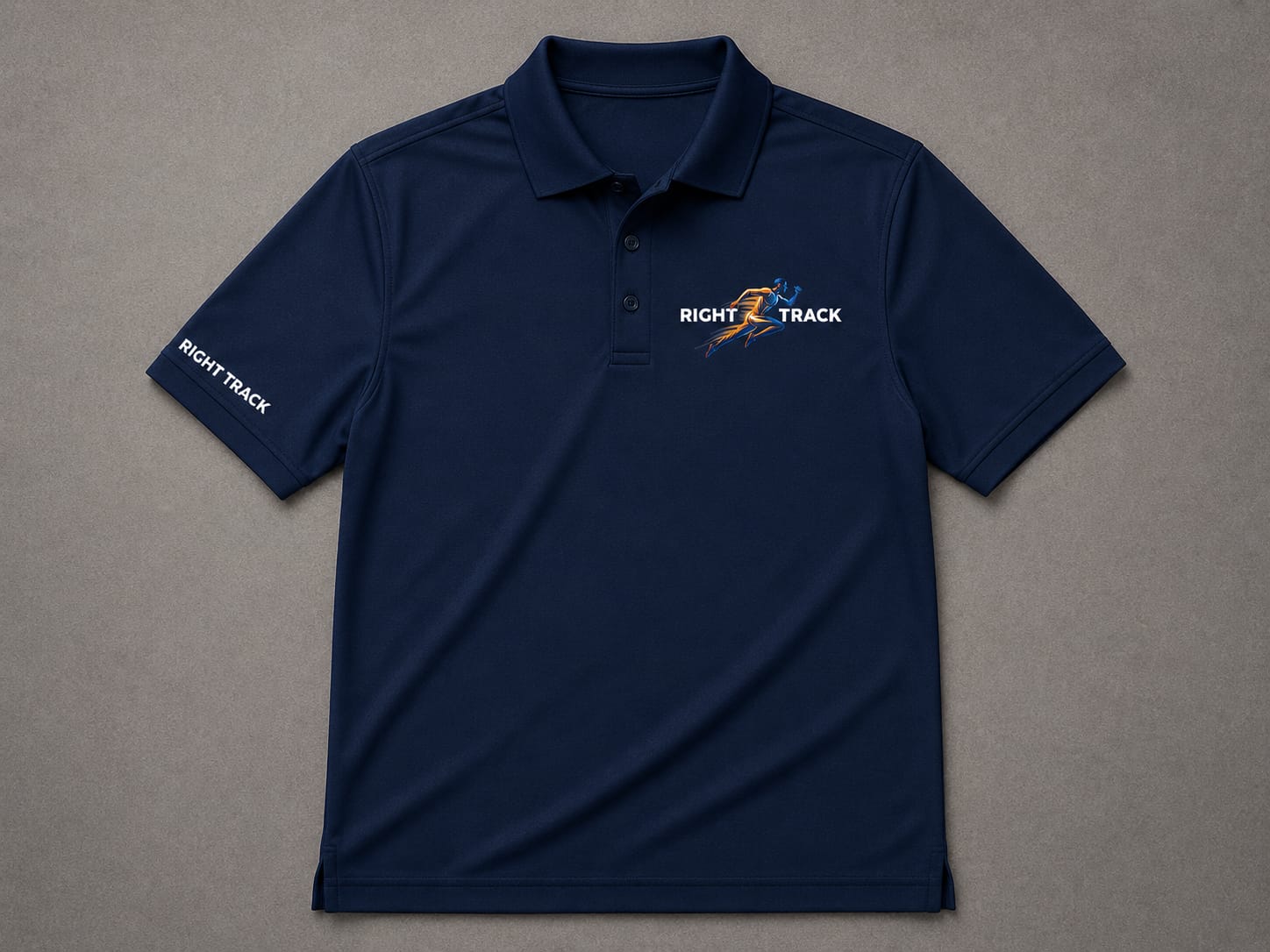 Right Track branded navy polo