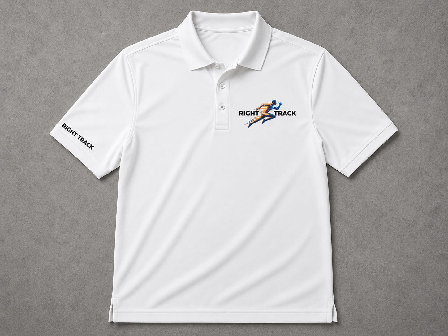 Right Track branded white polo